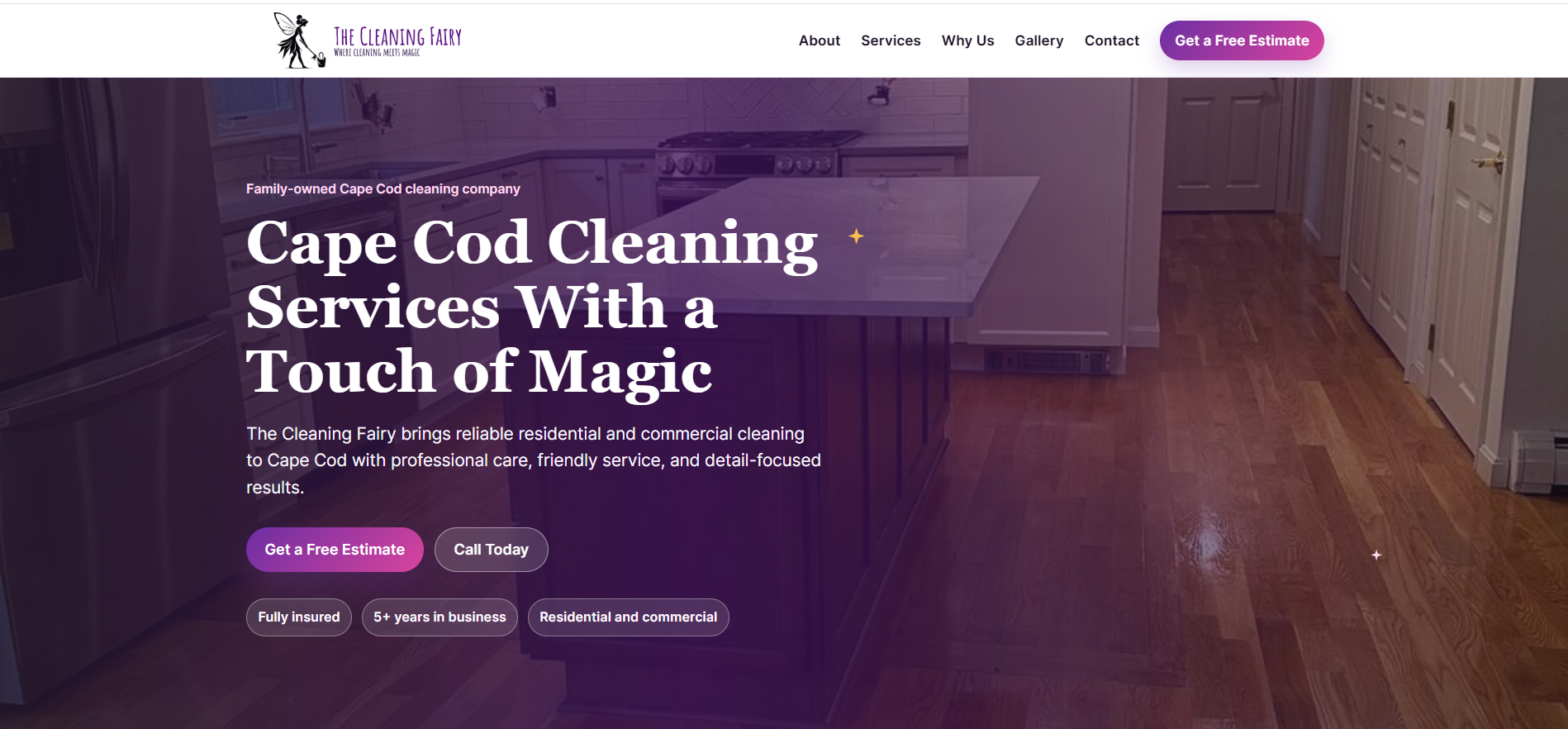 Screenshot of The Cleaning Fairy landing page project